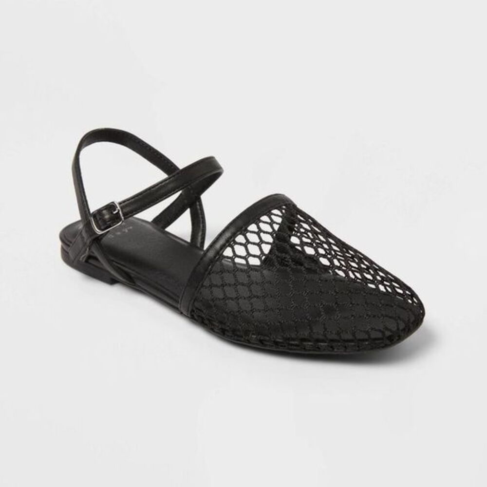 a new day Black Mesh Pointed Toe Slingback Flats